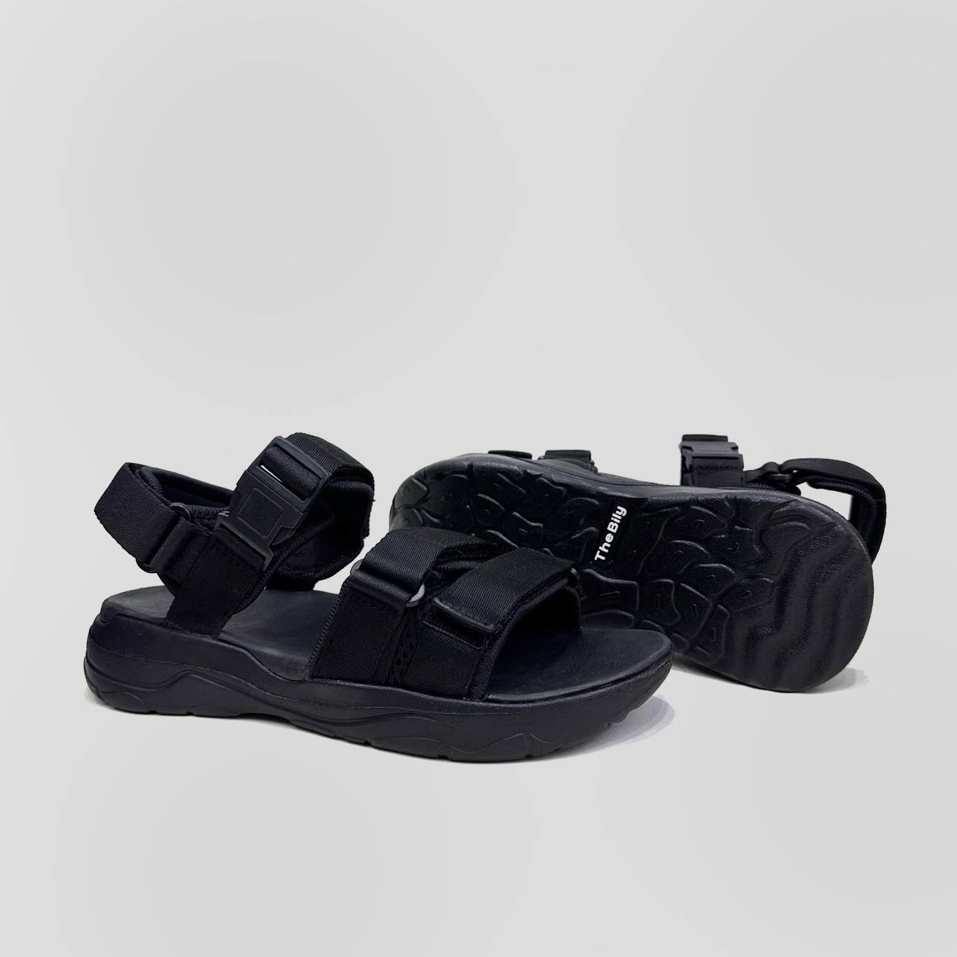 Giày Sandal Nam Nữ Unisex The BiLy Quai Ngang Dây Dù Đế IP Siêu Êm Nhẹ Màu Đen-BL05