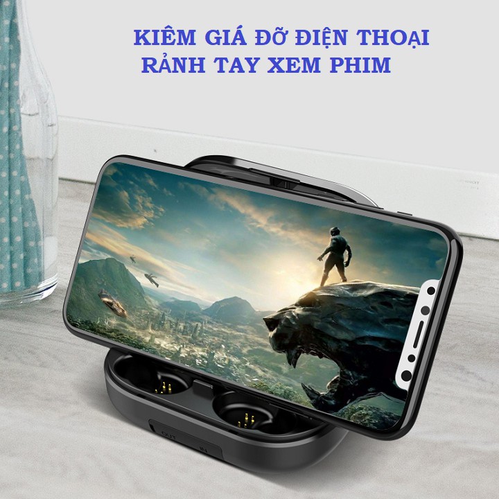 Tai Nghe Bluetooth 5.0 True Wireless Vinetteam V12 Điều Khiển Cảm Ứng Hỗ Trợ Nghe Đơn Hoặc Đôi 2 Bên Tai Với Micro HD Chống Ồn Dock Sạc 4000mAh Kiêm Sạc Dự Phòng – Hàng Chính Hãng