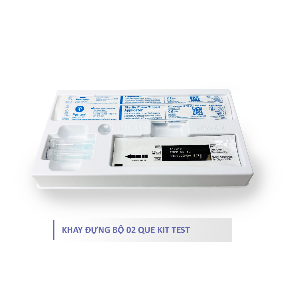 QuickVue Covid-19 Test nhanh tại nhà - Hộp 2 kit (lấy mẫu mũi chỉ 1.5 - 2cm không gây đau) - Hàng Mỹ chính hãng