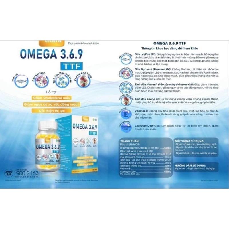 OMEGA 3.6.9 TTF - Hộp 60 viên - * Giảm Cholesterol máu * Giảm nguy cơ xơ vữa động mạch * Cải thiện thị lực