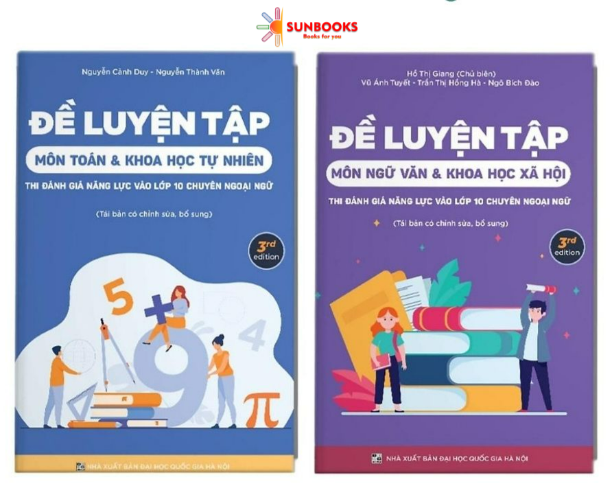 Bộ sách Đề Luyện Tập Thi Đánh Giá Năng Lực Vào Lớp 10 Chuyên Ngoại Ngữ Môn Toán - Ngữ Văn (Combo 2 cuốn)