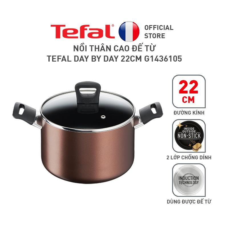 Nồi thân cao chống dính đáy từ Tefal Day by Day 22cm, dùng cho mọi loại bếp- Hàng chính hãng