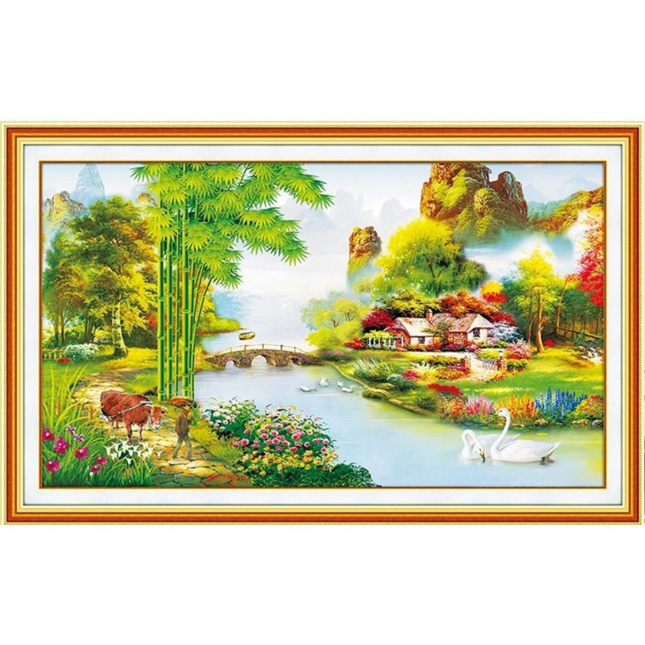 Tranh đính đá Ngôi nhà hạnh phúc - chưa đính