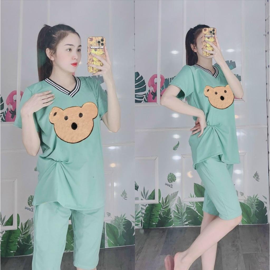 ĐỒ BỘ QUẦN ÁO THUN ĐÙI BÔNG CÚC HỌA MI THỜI TRANG 3 size 45-65KG chất liệu thun cotton