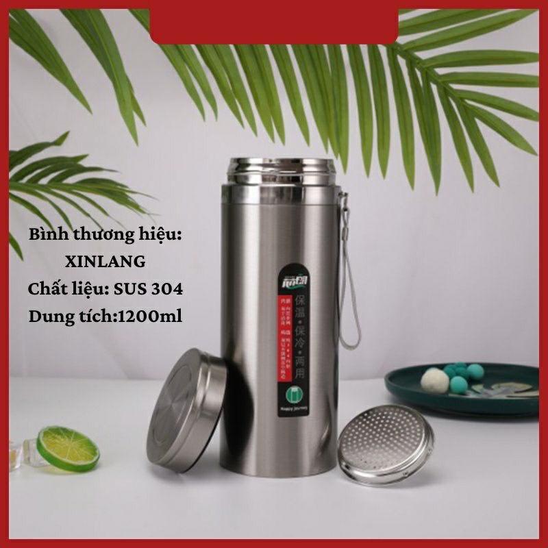 Bình giữ nhiệt inox 304 cao cấp C90,Bình nước giữ nhiệt nóng và lạnh có dây đeo và lưới lọc