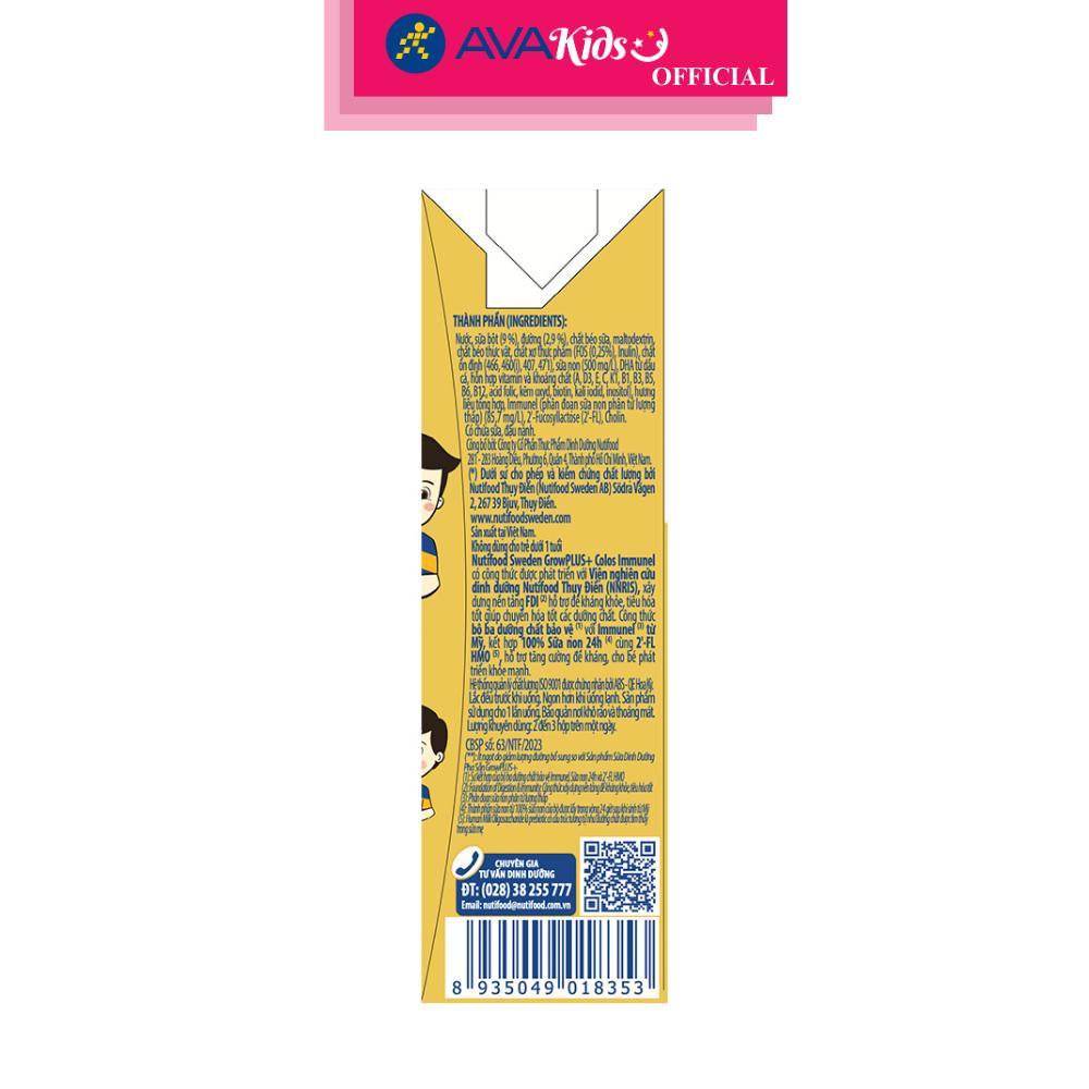 Lốc 4 hộp sữa pha sẵn Nutifood GrowPLUS+ Colos Immunel hương vani 180 ml (từ 1 tuổi) - Hàng Chính Hãng