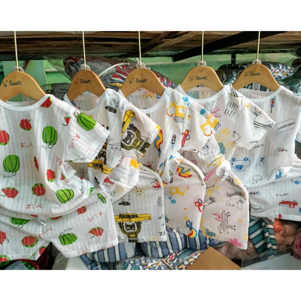 Bộ cotton giấy cài vai cực mát cho bé