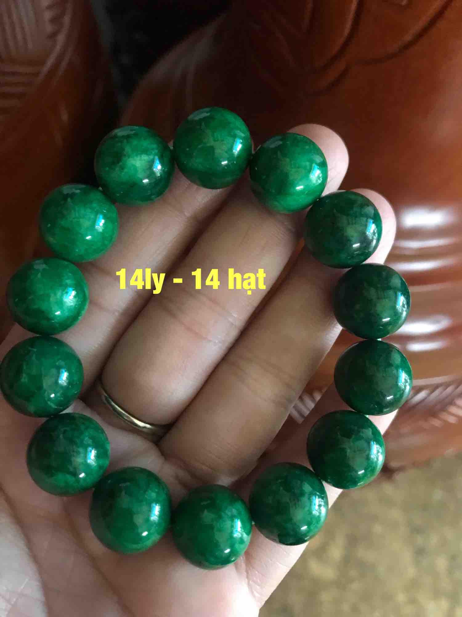 Vòng tay nam đá cẩm thạch xanh size hạt 14mm gồm 14 hạt hợp các Anh MẠNG MỘC HOẢ ạ
