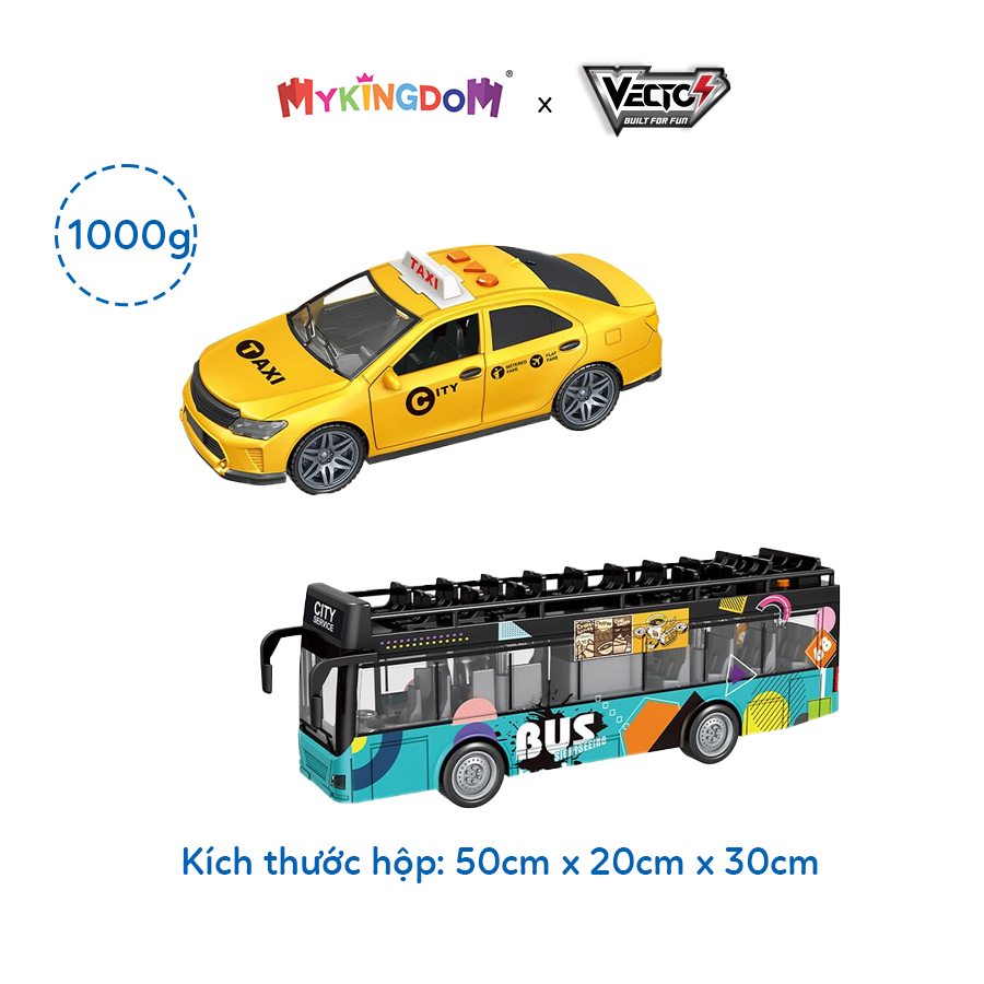 Đồ Chơi Combo Xe Buýt Tham Quan Và Xe Taxi Có Đèn Và Âm Thanh VECTO CB-VTA15-VT21Q
