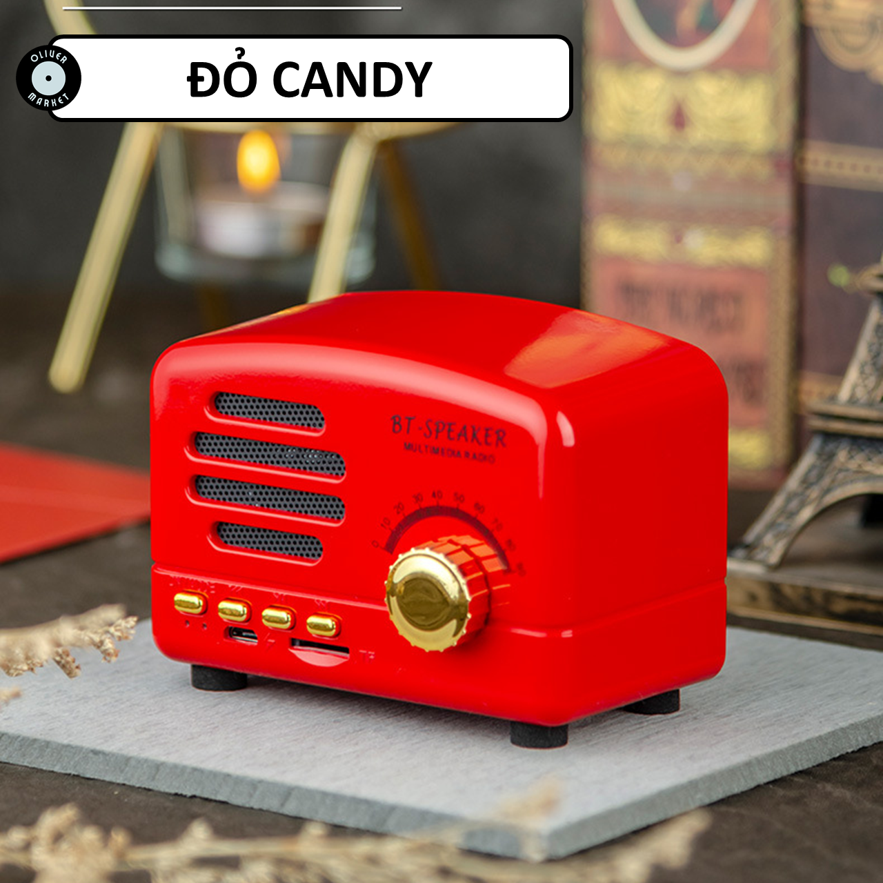 Loa Bluetooth Mini OLIVER BT01 Loa Vân Gỗ Cổ Điển Đồ Decor Bàn Học Trang Trí Phòng Ngủ Loa Laptop Retro Vintage Làm Quà Tặng