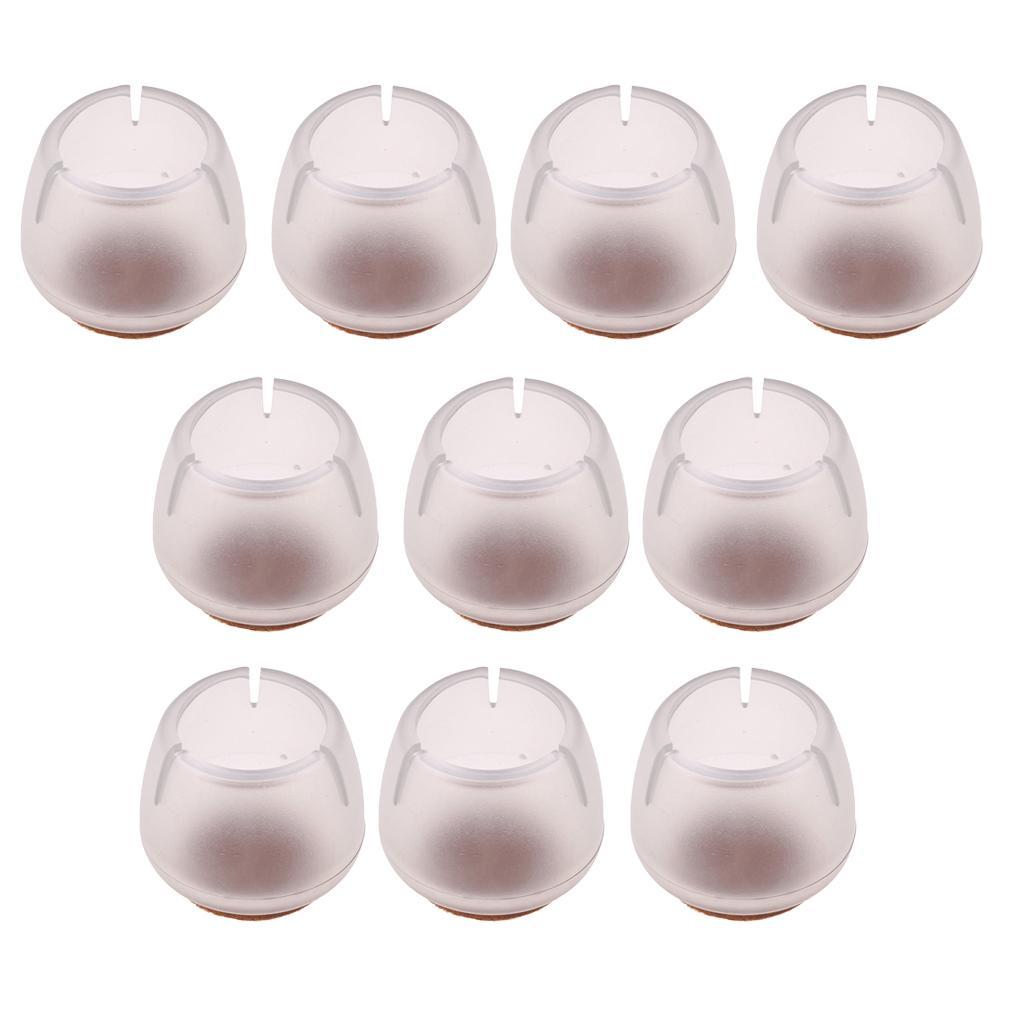 30 Pieces Chair Leg Caps, Transparent Clear Silicone Table Furniture Leg Feet Tips Covers Wood Floor Protectors, Felt Pads