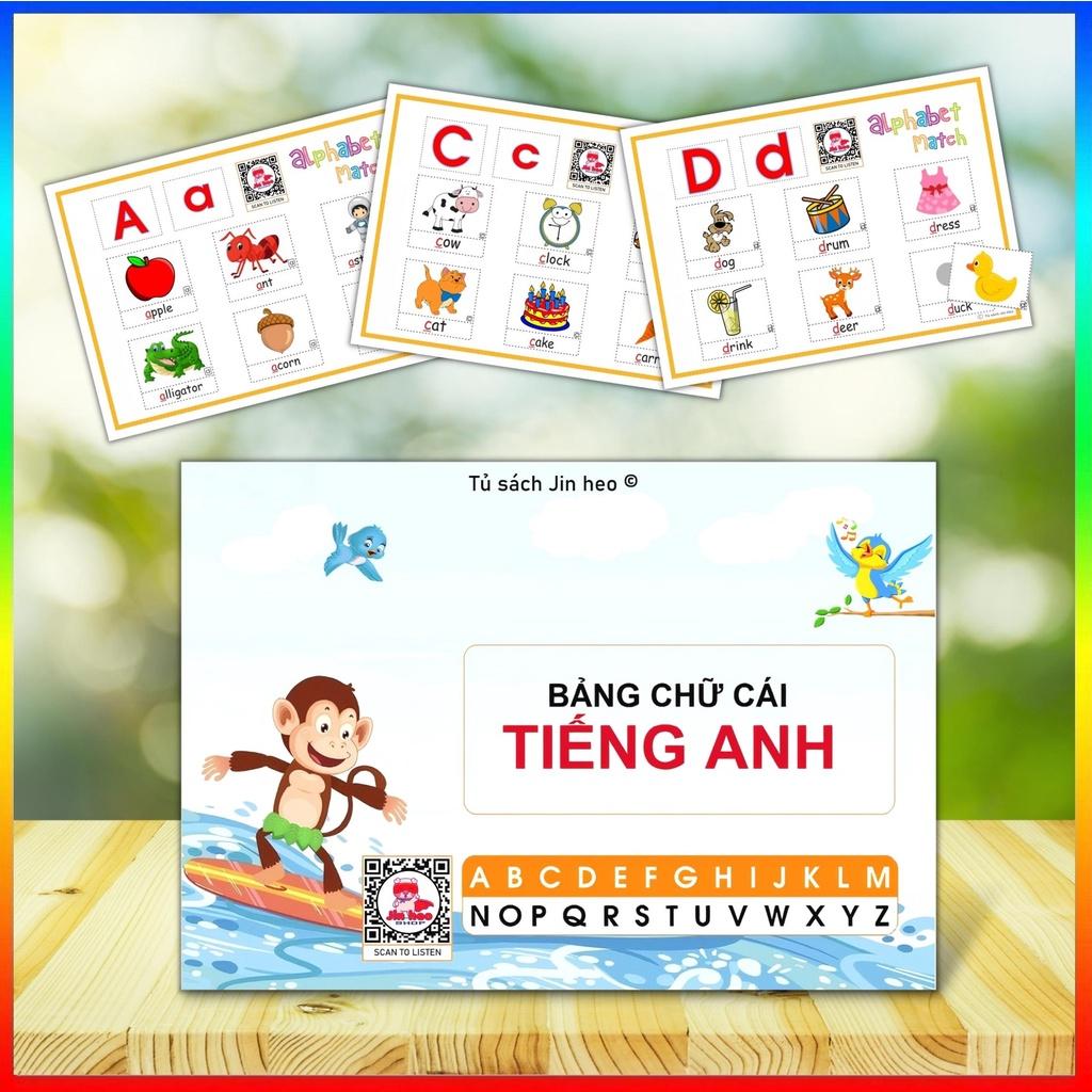 Học liệu bóc dán, Bảng chữ cái Tiếng Anh bé ghi nhớ Từ vựng qua hình ảnh