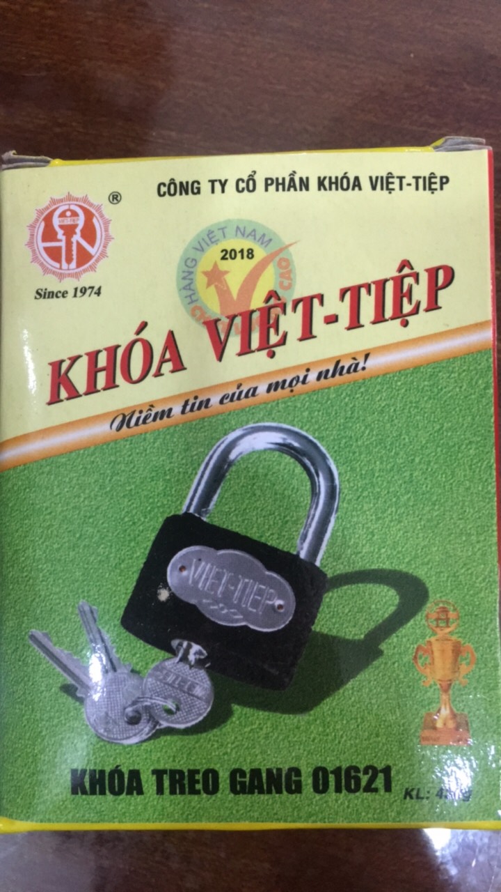 Ổ Khoá Việt Tiệp Hợp Kim Gang 61 x 38 Ống Phi 10 (Khoá Bấm)