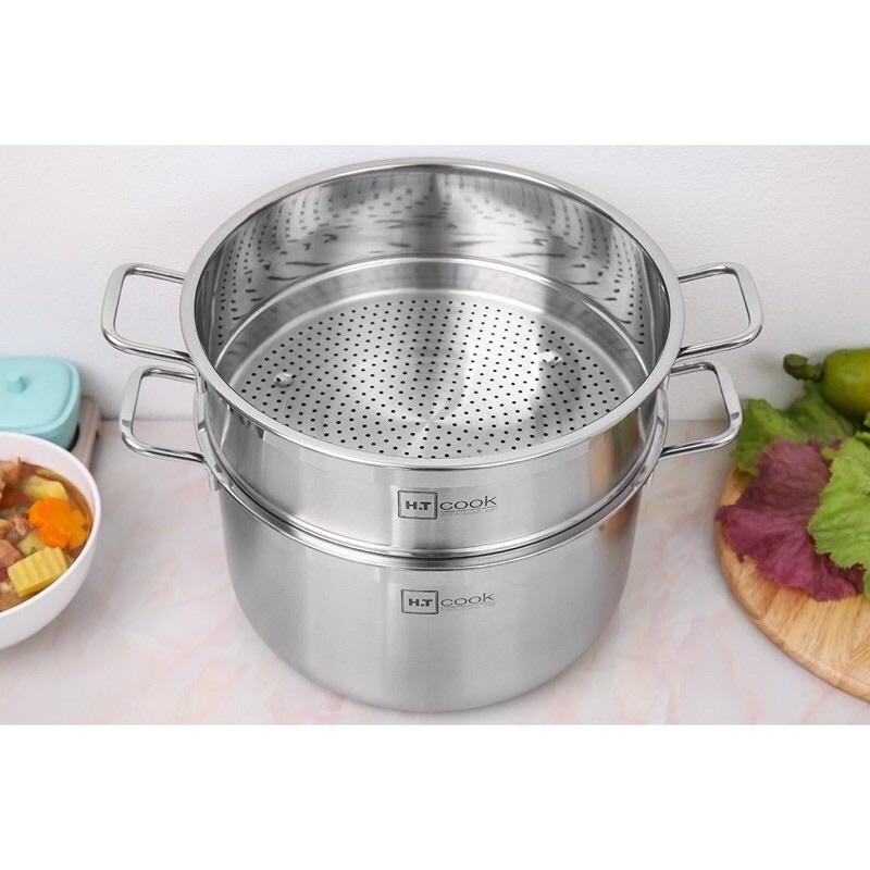 nồi hấp ht cook 2 tầng size 28cm có vung kính