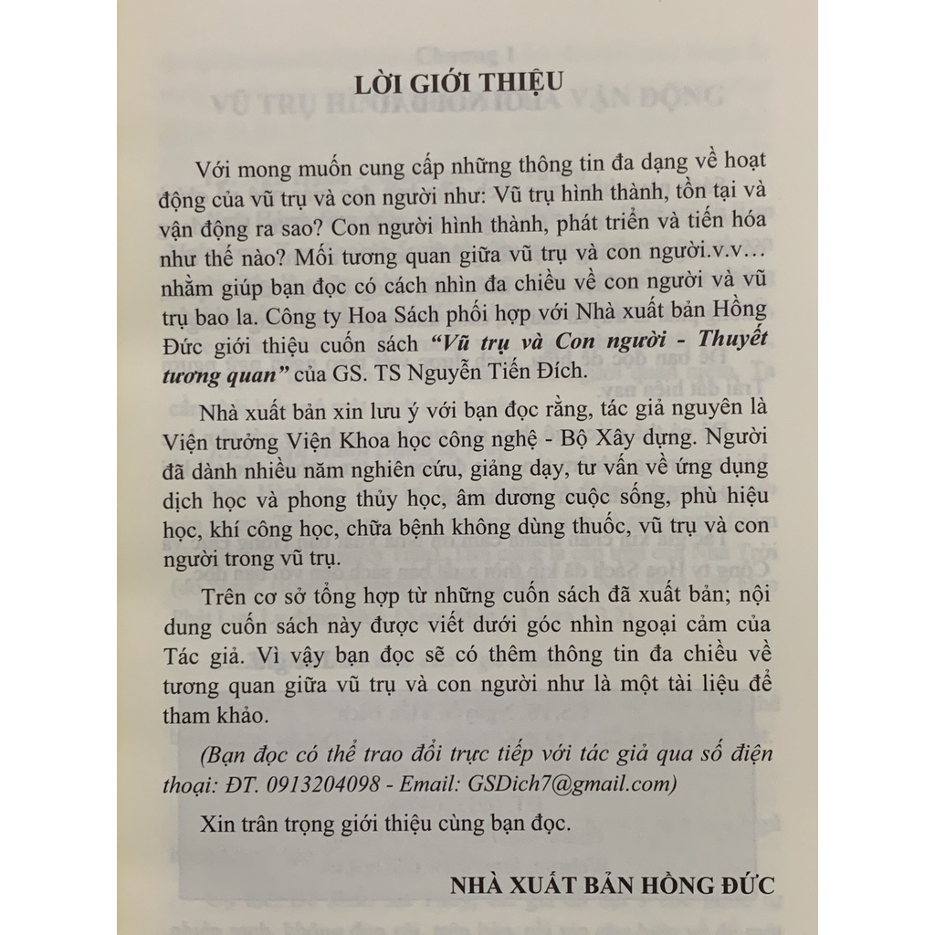 Sách - Vũ Trụ Và Con Người Thuyết Tương Quan ( Nguyễn Tiến Đích )