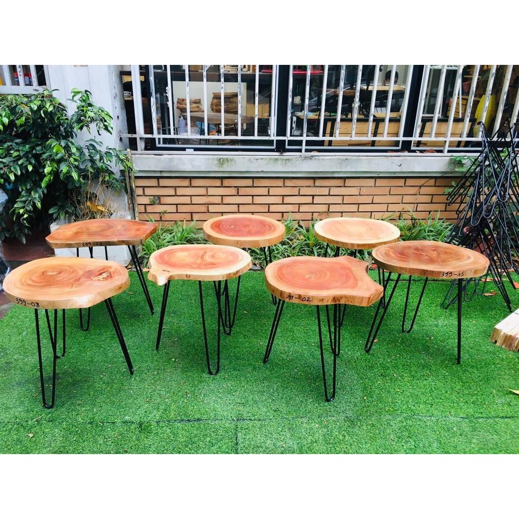 Bàn trà sữa trà chanh gỗ xà cừ chân hairpin cao 40 - 2 thanh | bàn trà chanh vỉa hè| bàn cafe