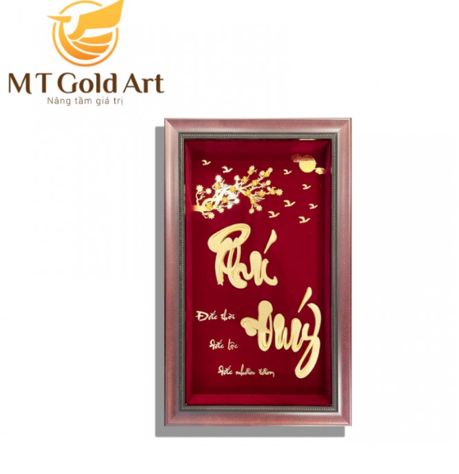 Tranh chữ Phú Quý dát vàng (35x55cm) 24k MT Gold Art- Hàng chính hãng, trang trí nhà cửa, phòng làm việc, quà tặng sếp, đối tác, khách hàng, tân gia, khai trương 