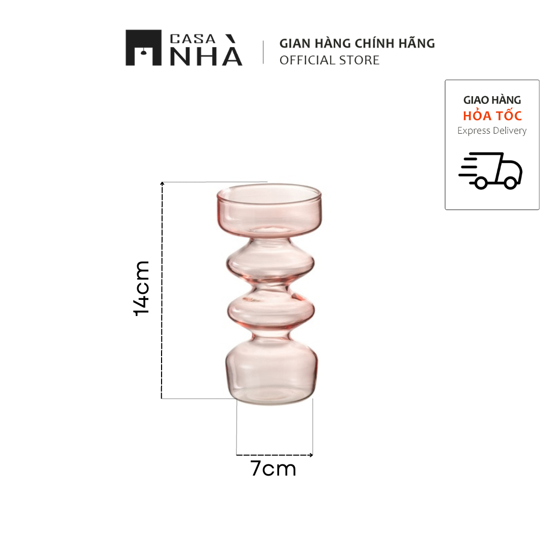 Bình Cắm Hoa Thủy Tinh Màu Hồng Imta &quot;ROSA&quot; – Lọ Cắm Hoa Thủy Tinh Thiết Kế Lượn Sóng