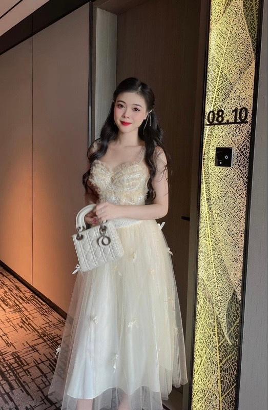 SET ĐI TIỆC, SET 2 MÓN ÁO CROPTOP 2S REN PHỐI CHÂN VÁY DÀI 2 LỚP CỰC SANG