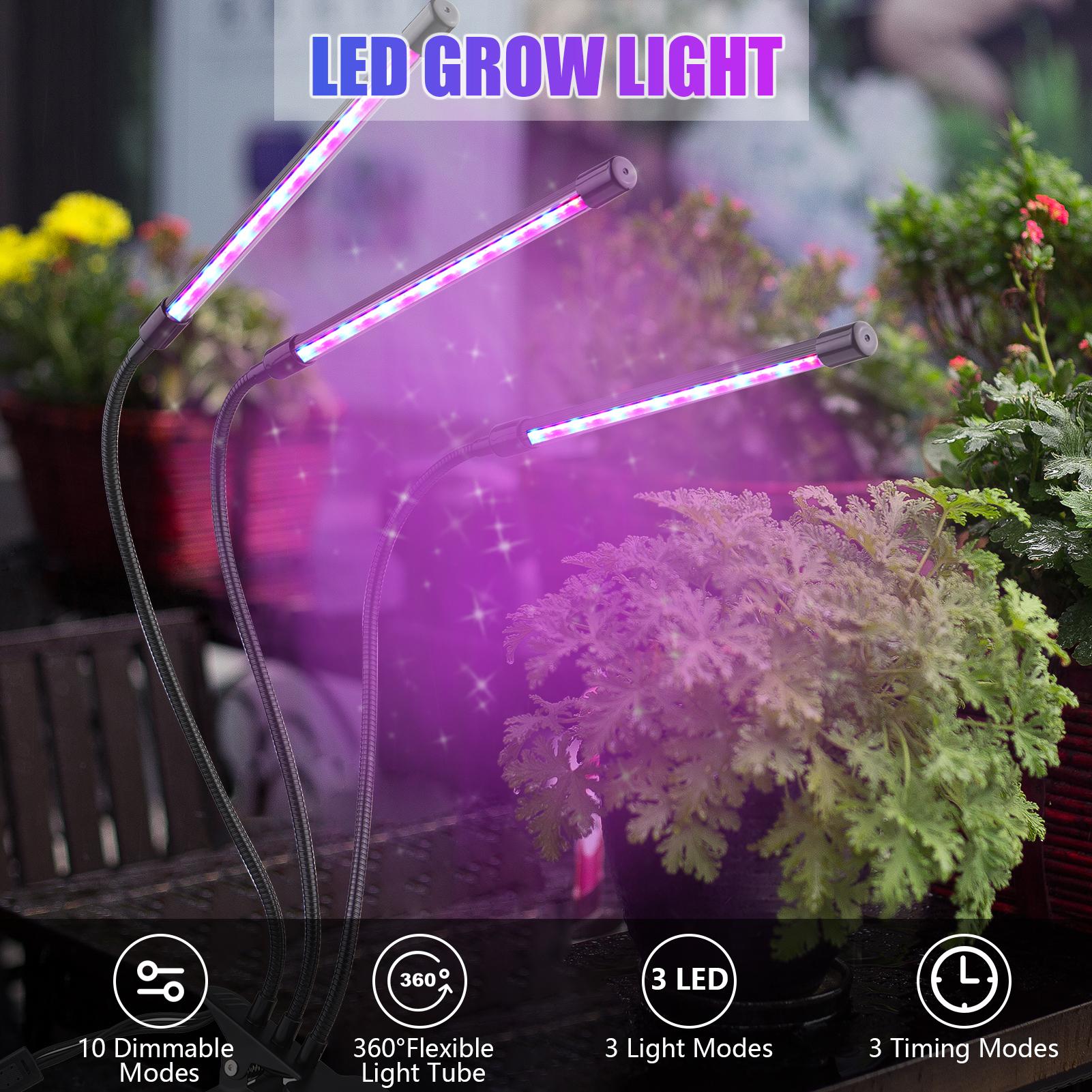 Đèn Quang Hợp Dải Đèn 63 Đèn Led Cho Cây Trồng 10 Mức Độ Mờ 3/9 / 12H Hẹn Giờ 3 Chế Độ Chiếu Sáng
