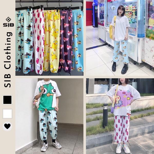 Quần jogger ống rộng SIB Clothing cartoon hoạt hình unisex SIB045