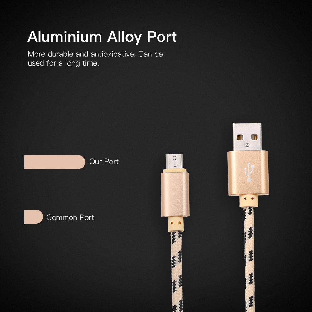 Micro USB Charging Cable Charging Data Cable Micro USB Phone Cable Data Sync Nylon Braided Replacement for Samsung