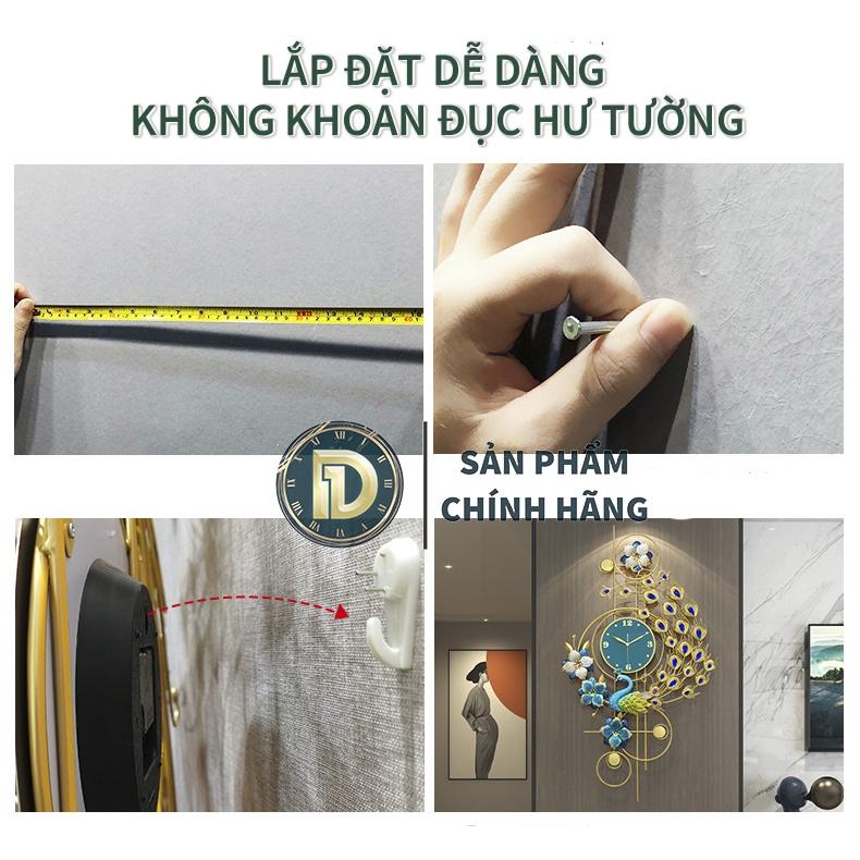 Đồng Hồ Treo Tường Con Chim Công Tài Lộc Cao Cấp D1 Home Kim Trôi Trang Trí Tường Decor - CD26