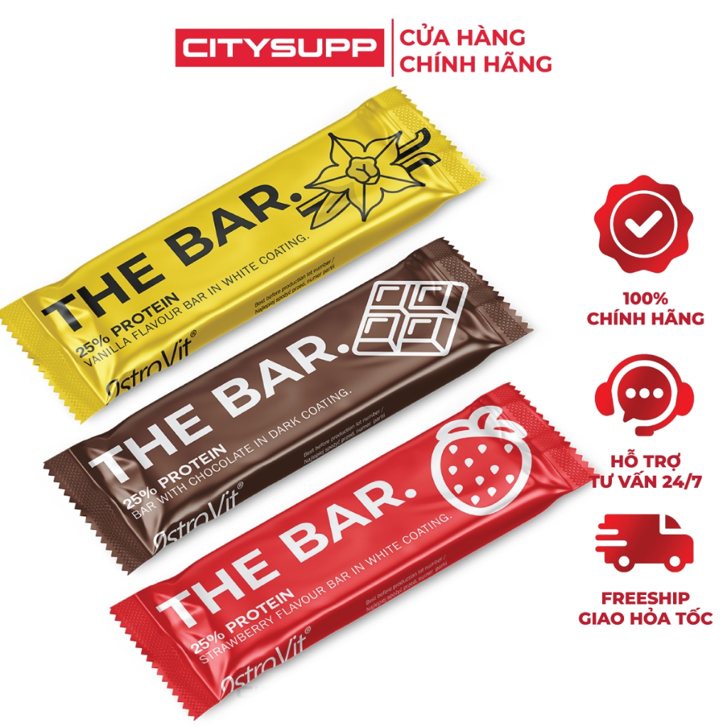 Thanh Bánh Protein OstroVit THE BAR, Lẻ 1 Thanh (60g/Thanh) Bữa Ăn Nhẹ Hoàn Hảo và Ít Đường | Nhập khẩu Ba Lan