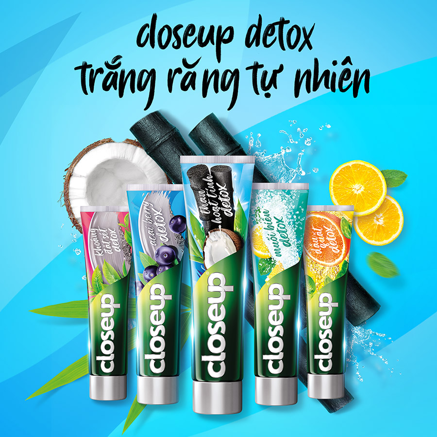 Combo 3 Kem đánh răng Closeup Trắng Răng Tự Nhiên Acai Berry detox 230 g