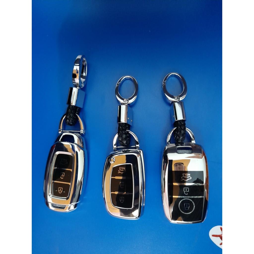 Ốp Chìa Khóa Silicon Tráng Gương Cho Xe Grand I10, Elantra, Tucson - kèm móc treo