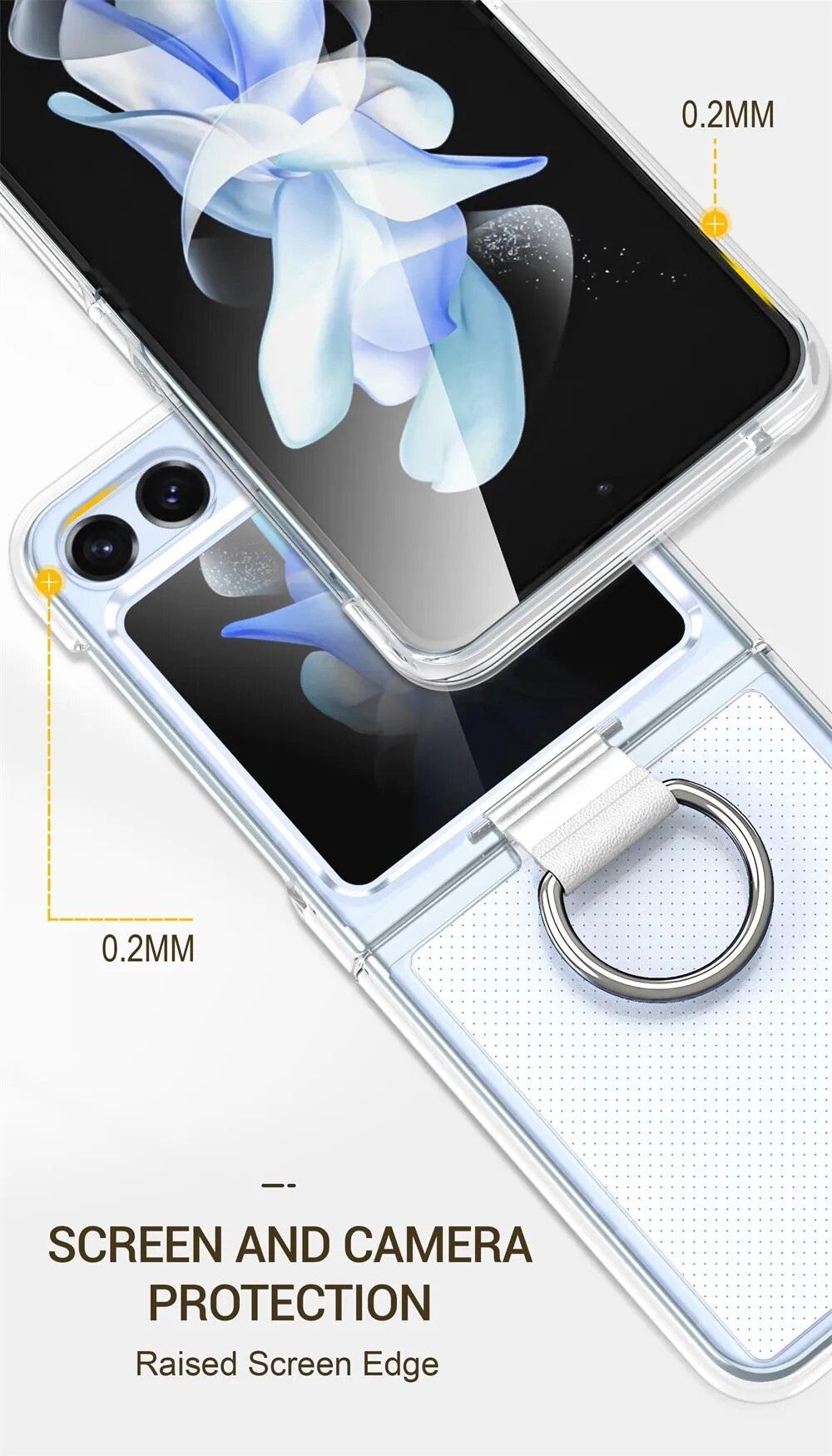 Ốp lưng chống sốc trong suốt kèm iring cho Samsung Galaxy Z Flip 5 hiệu Likgus Cover Ring (chất liệu cao cấp, thiết kế iring chống rơi rớt) - hàng nhập khẩu