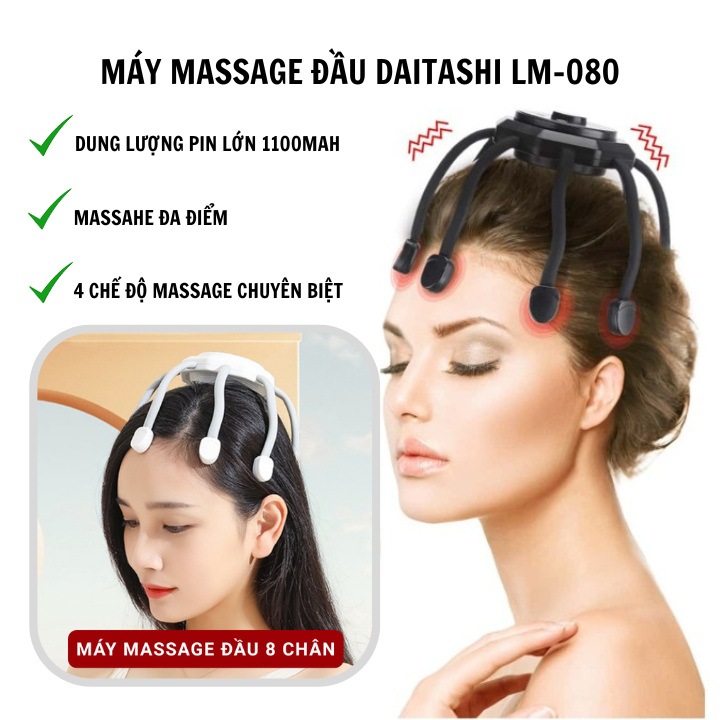 Máy Massage Đầu Sothing DAITASHI LM-080, 4 Chế Độ Massage, Giảm Thư Giãn Mêt Mỏi- Hàng Chính Hãng