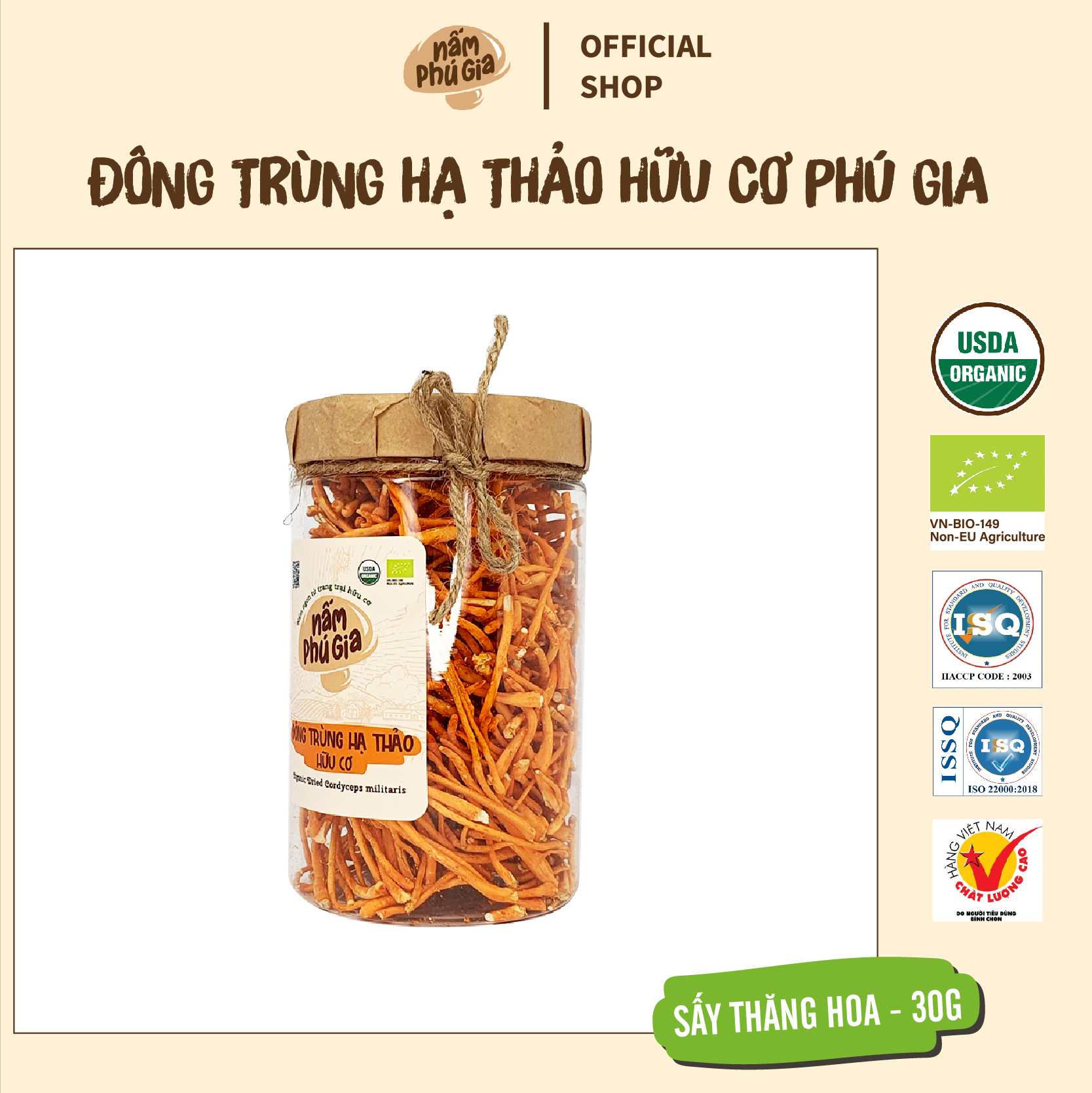 - Đông trùng hạ thảo hữu cơ hộp 30g