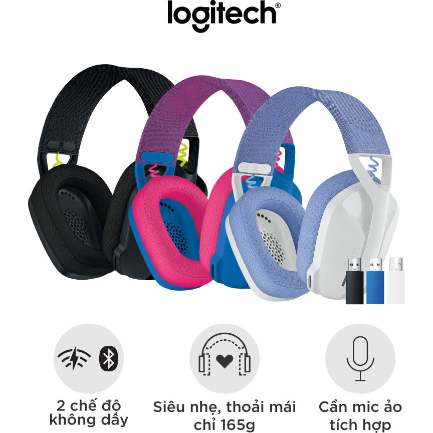 Tai nghe game không dây Bluetooth và Lighspeed Logitech G435 – Mic ảo tích hợp, nhẹ, tương thích PC, Điện thoại, PS4, PS5 - Màu