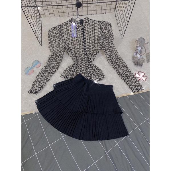 Set váy đầm tầng xếp ly Áo ren sexy Hàn Quốc loại đẹp