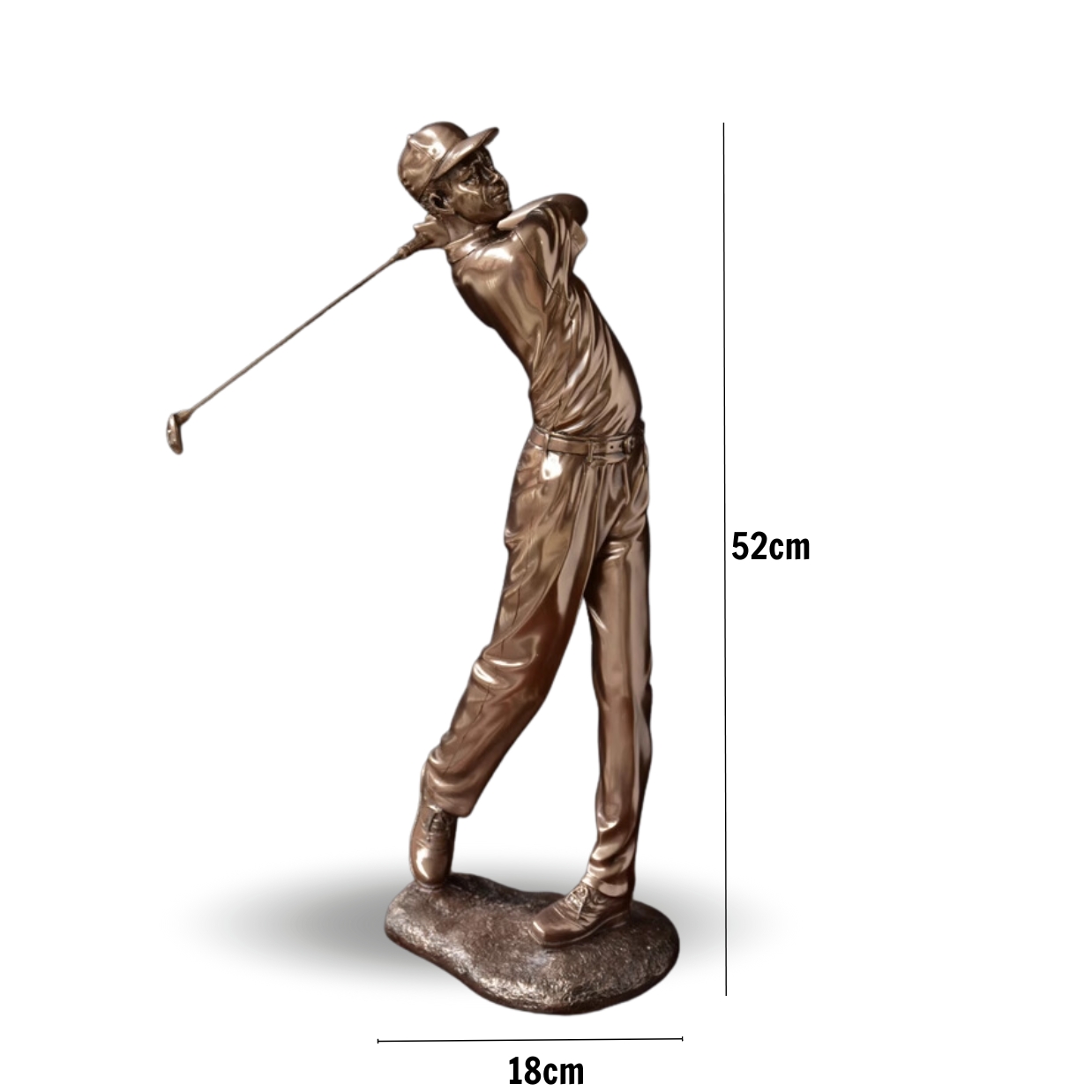 Tượng đánh golf nam nữ cao cấp làm từ vật liệu đá nghiền tổng hợp sơn mạ đồng sang trọng chắc chắn sẽ khiến cho các tín đồ yêu golf trầm trồ