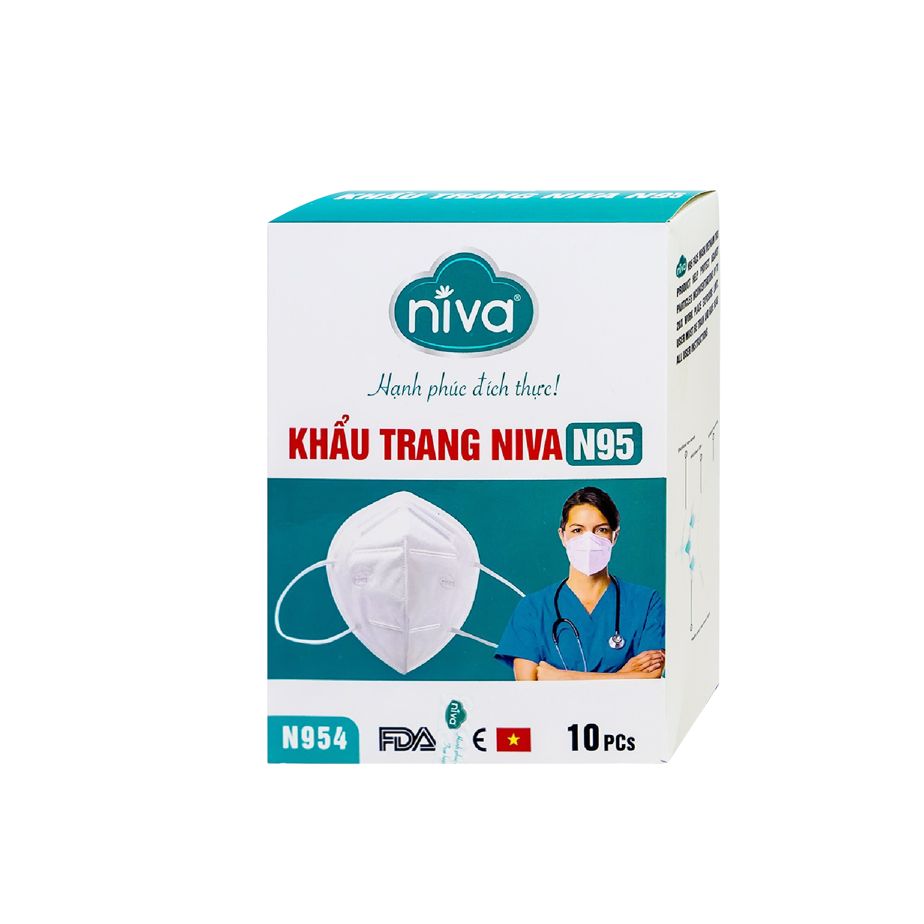 Combo 5 Khẩu Trang Niva 95 Hộp 10 Chiếc Ngăn Giọt Bắn, Lọc Vi Khuẩn, Không Gây Kích Ứng Da, Hàng Chính Hãng Cao Cấp