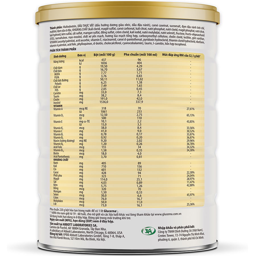 Sữa Bột Abbott Glucerna Lúa Mạch 850g