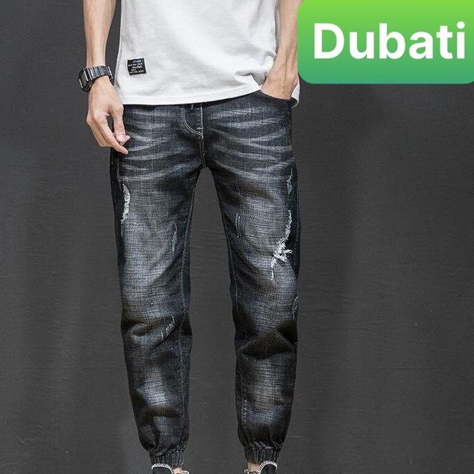 QUẦN JOGGER JEAN NAM ĐEN XÁM CHẤT CO GIÃN WASH TÚM GỐI SÀNH ĐIỆU- DB 0535- DUBATI FASHION
