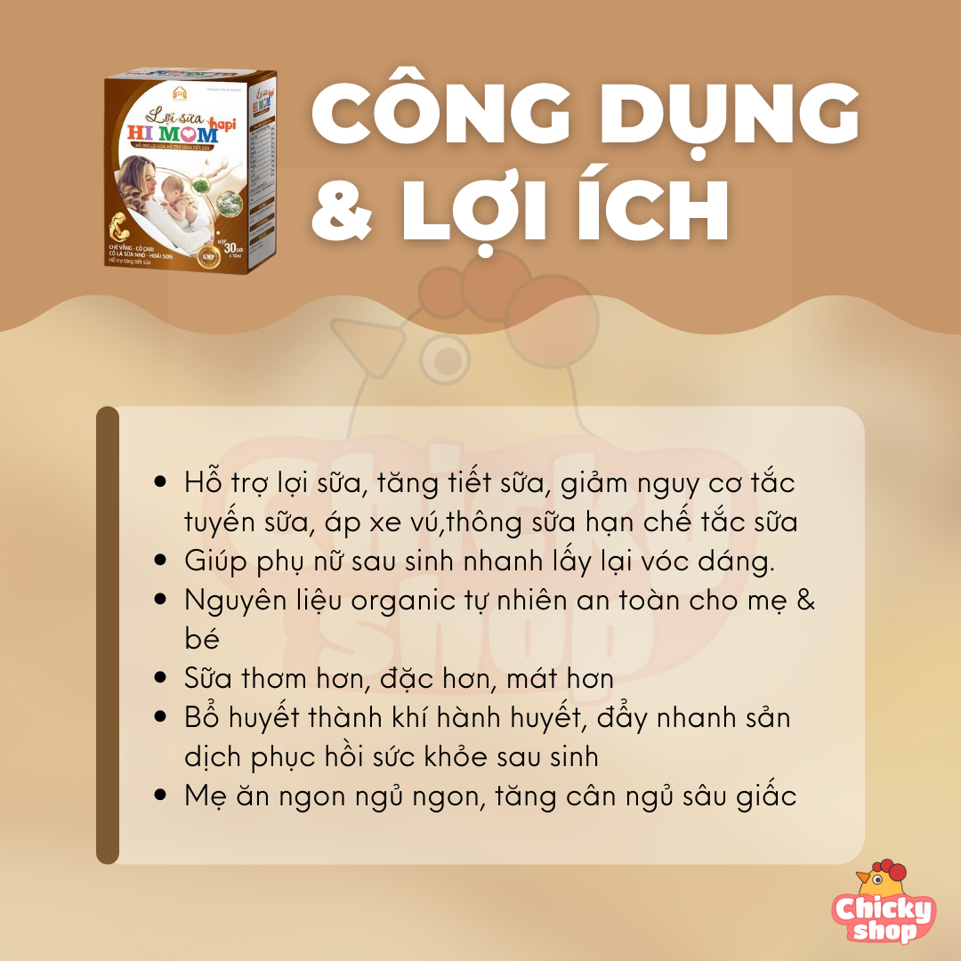 Lợi sữa Himom dạng cao lỏng cao cấp hỗ trợ tăng tiết sữa, giảm nguy cơ tắc tuyến sữa (hộp 30 gói)