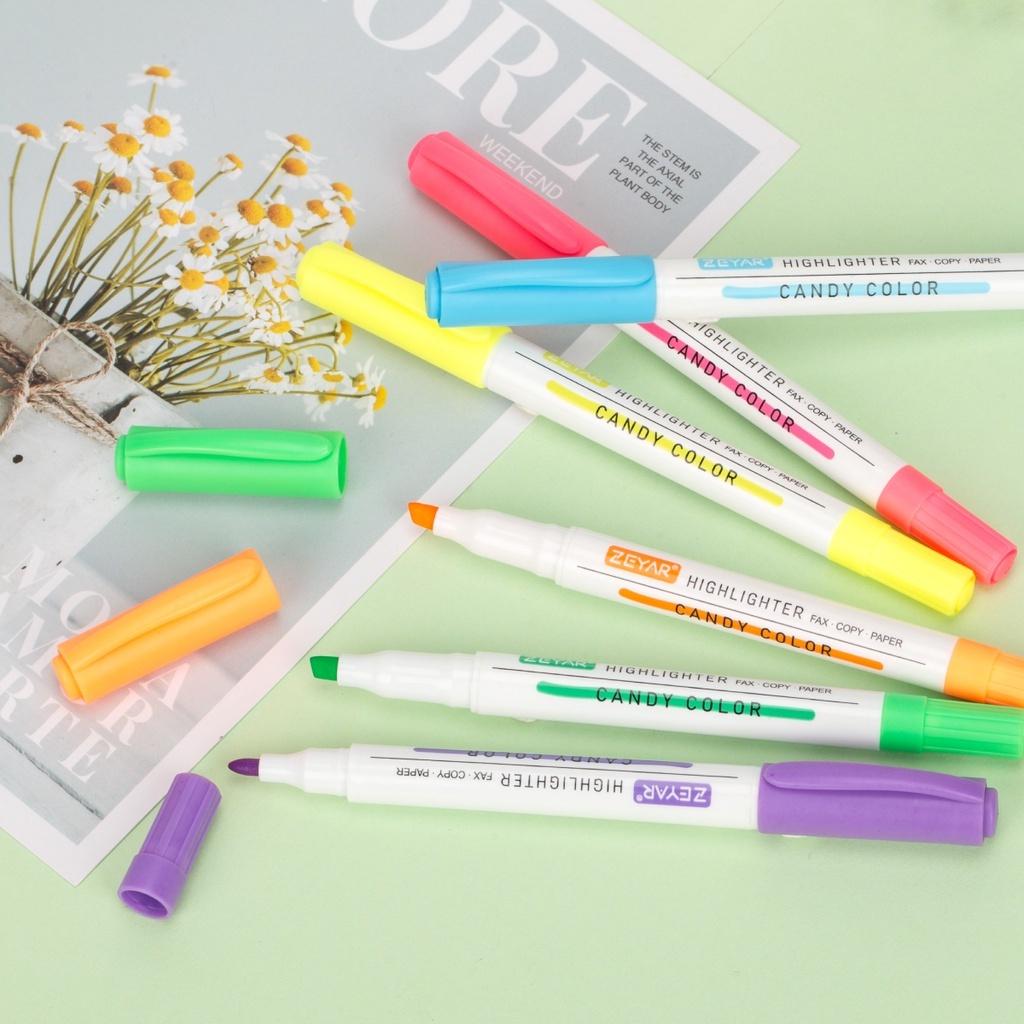 Bút dạ quang 6 màu bút đánh dấu nhớ dòng cute nhiều màu marker dễ thương