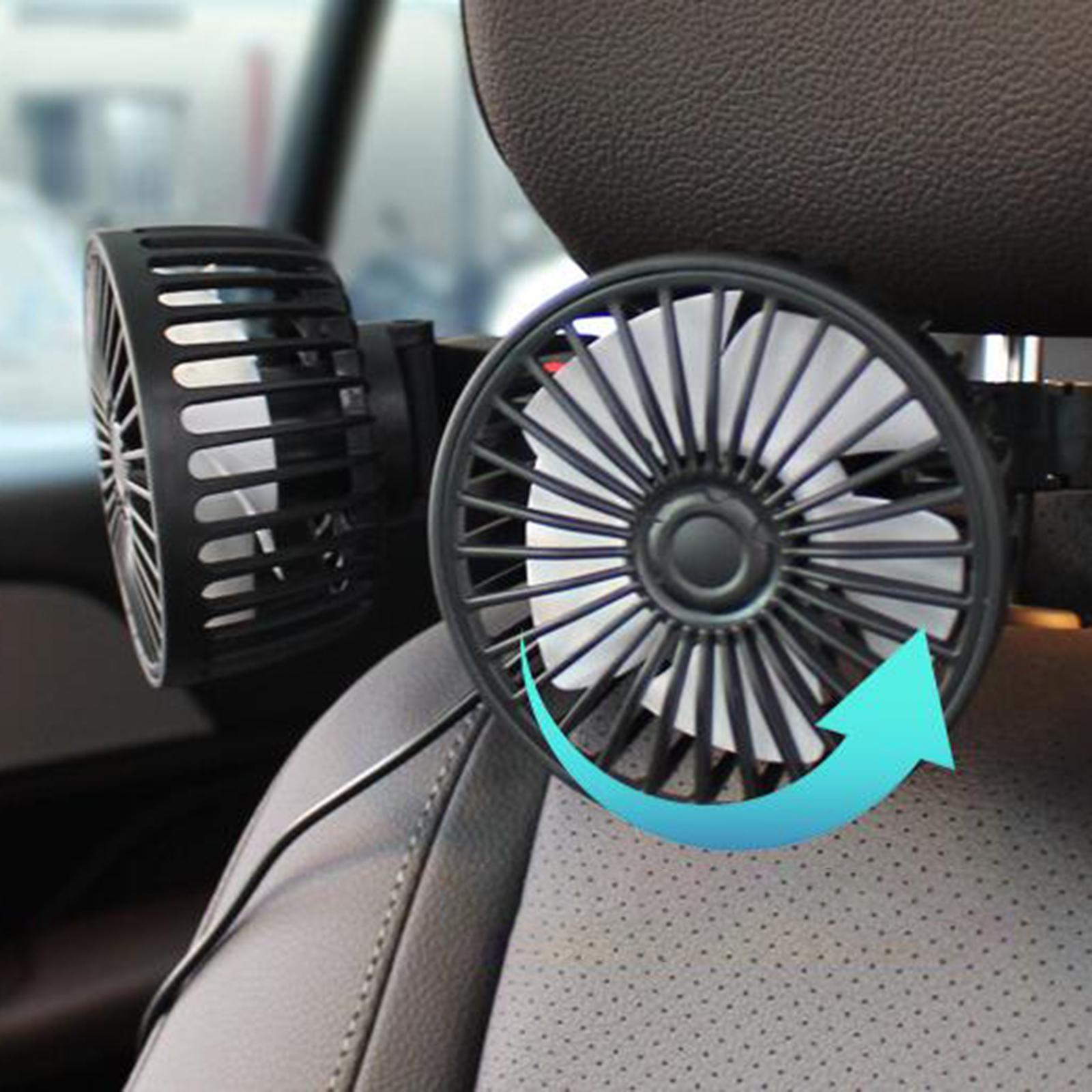 Car Fan USB Degrees Rotary Accessories 3 Speeds Portable Air Circulation Fan Strong Wind Fan for Sedan RV Vehicle SUV