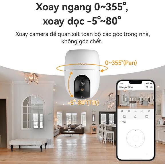 Camera Wifi IMOU IPC-A52P-Pro ( 5.Megapixel ), Đàm thoại 2 chiều, Xoay 360 độ, Wifi 6, Đèn & Còi - Tích hợp nút gọi 1 chạm - Hàng Chính Hãng