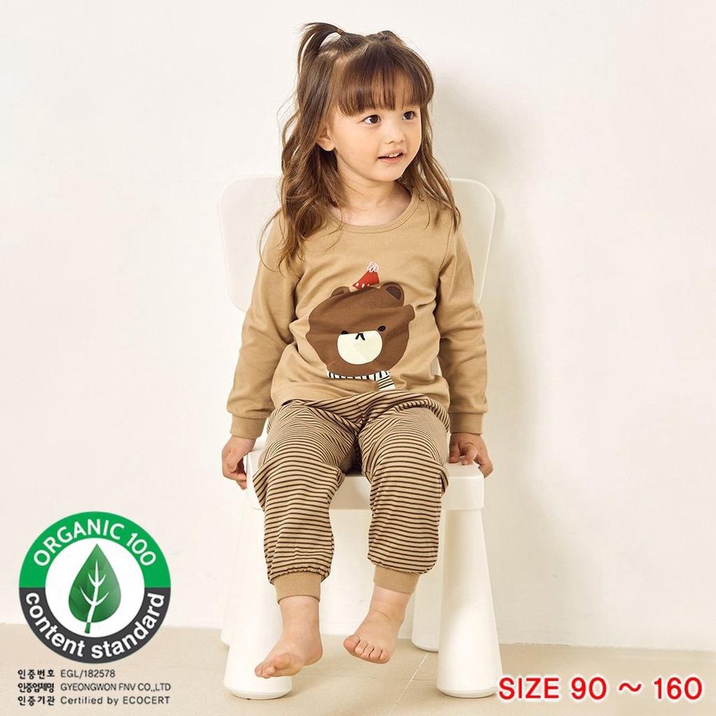 Bộ đồ quần áo dài tay cotton mùa thu đông dáng rộng cho bé gái U1030 - Unifriend Hàn Quốc, Cotton Organic