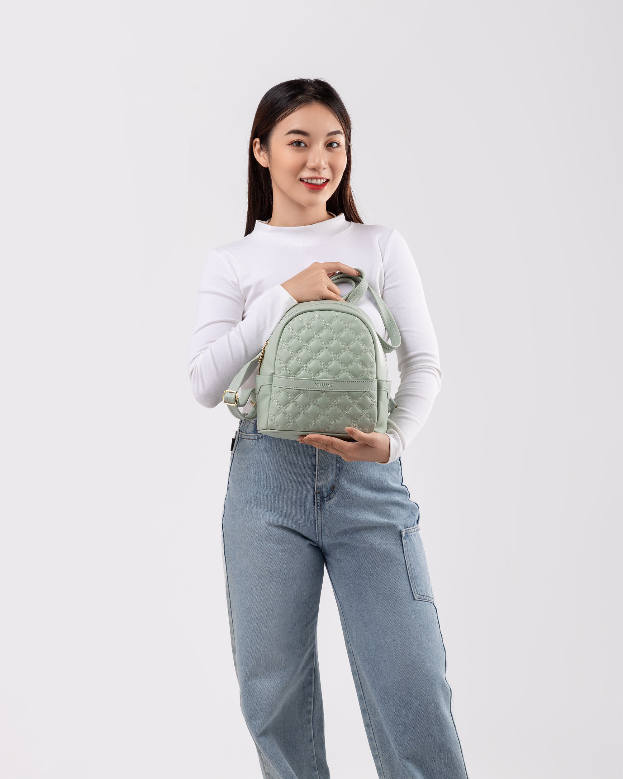 Balo nữ chần bông phối ngăn kéo YUUMY Seasand YBA50 - Xanh nhạt