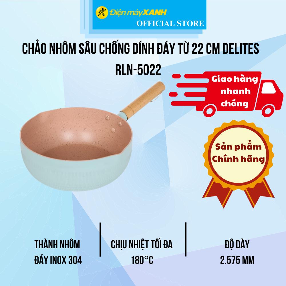 Chảo nhôm sâu chống dính đáy từ 22 cm Delites RLN-5022