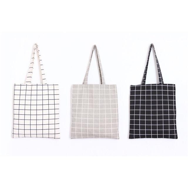 TÚI TOTE VẢI CANVAS CARO BASIC HOTTREND STYLE HÀN QUỐC LOẠI 1 MỀM MỊN