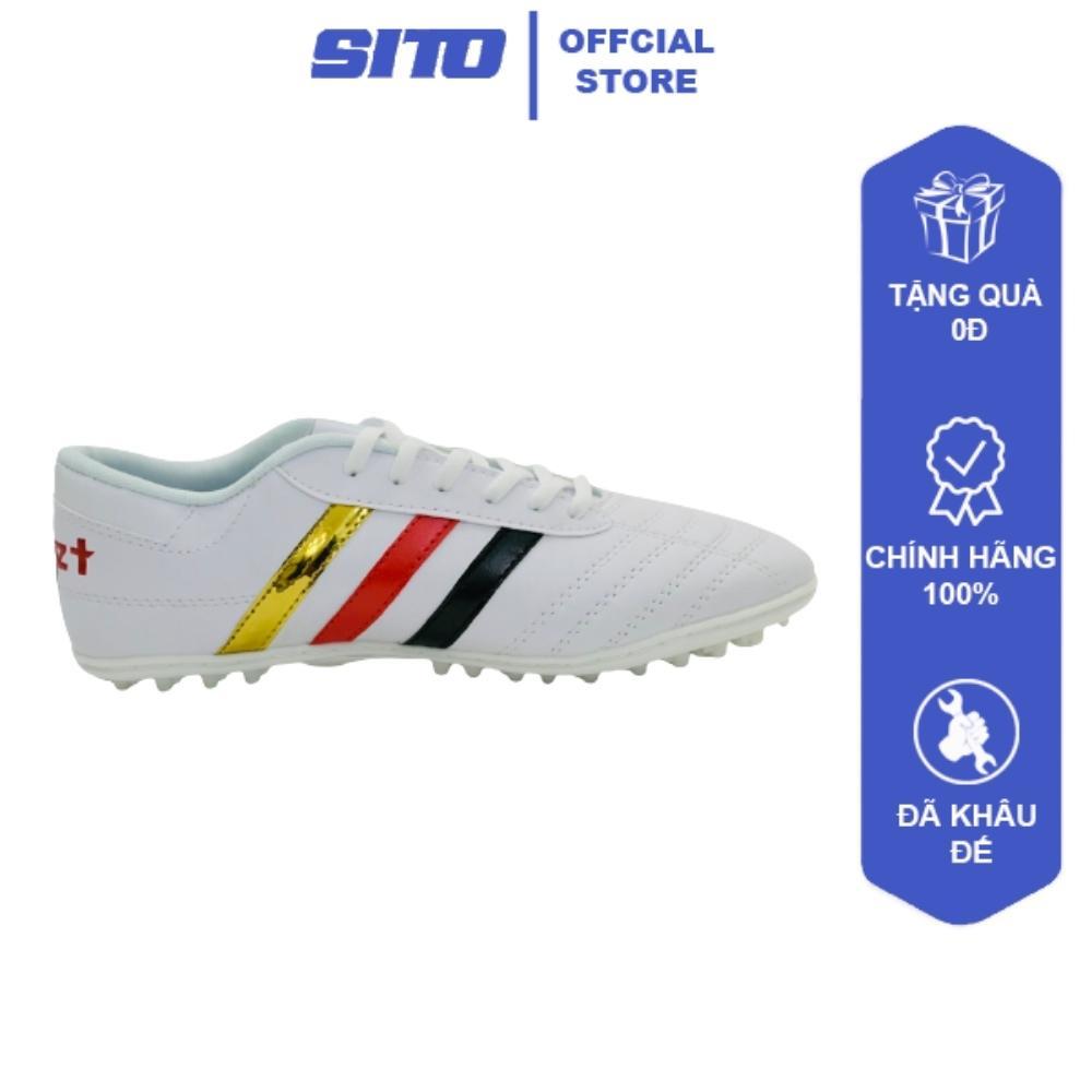 Giày đá bóng cỏ nhân tạo Geet 3 sọc Trắng Đặc Biệt thể thao nam chính hãng rẻ đẹp - GS001