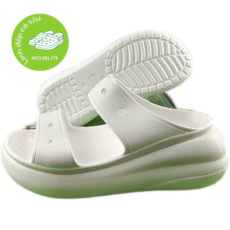 Dép lê 2 quai đế xuồng Cross Crush màu trắng dành cho nữ cao 6cm liền khối, êm, chắc