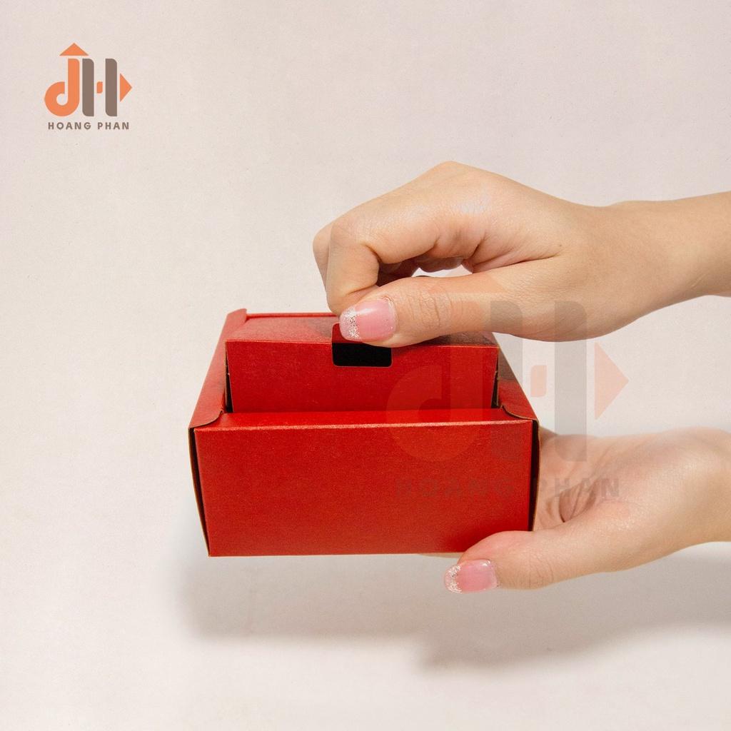 Hộp Quà Giấy Cói Hình Vuông, Có Nắp Gài